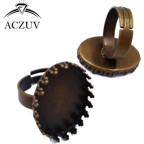 100pcs Antique Bronze 13x18mm 18x25mm Adjustable Ring Blanks Base Copper Metal Cabochon Rings Settings TJZT010