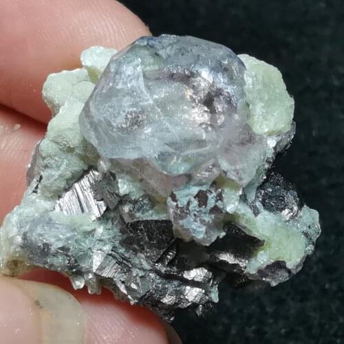 14.8gNatural transparent fluorite and arsenopyrite crystal mica stone home decoration restoration can teach mineral specimens