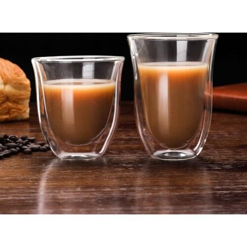180ml 240ml coffee mug tea cup double glass coffee cup Creativity Milk juice cup