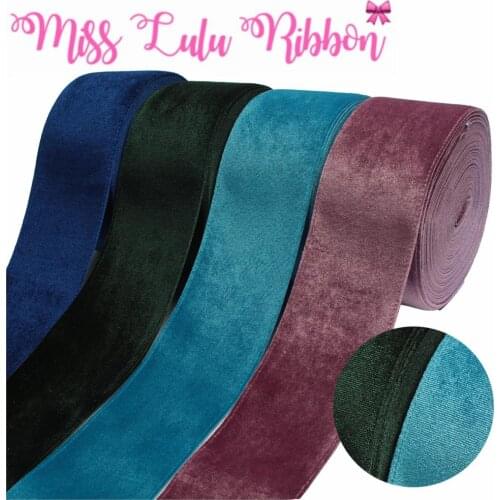 3"75mm Solid Korea Velvet Ribbon Autumn Winter DIY Hair Bowknot 20yards/roll Cloth Sewing Material Blue Dark Green Earring Decor
