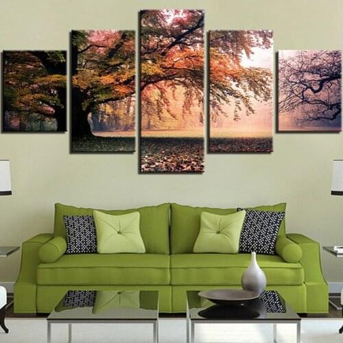 5pcs/set Diamond Painting Cross Stitch Autumn Tree landscape Full Round/Square Diamond Embroidery Mosaic Home DecorZP-1650