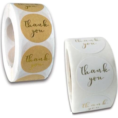 500pcs Roll Round Cowhide Hot Stamping Sticker Thank You Baking Gift Business Sticker Stationery Sealing Sticker