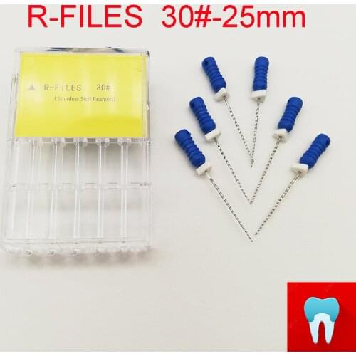 6pcs 30# 21mm Dental Reamers Files Root Canal Dentist Materials Dentistry Instruments Hand Use Stainless Steel R Files