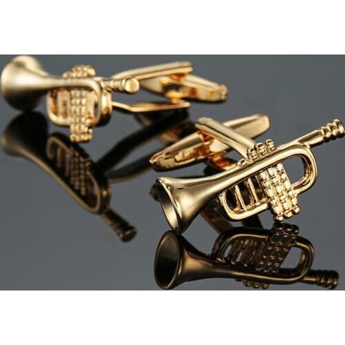 Brand new trumpet Cufflinks fashion jewelry gold music Cufflinks mens Wedding Shirt badge pin Gift Wholesale & retail