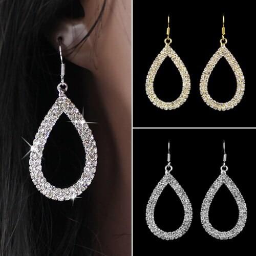 Best Quality Crystal earrings for women Teardrop Shaped Rhinestone Shiny Drop Earrings 5TS4 6SDX