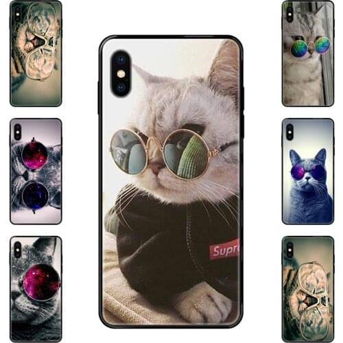 Cat With Glasses Free Id For Xiaomi Mi Note A1 A2 A3 5 5s 6 8 9 10 SE Lite Pro Ultra Black Soft TPU Phone Cover Case