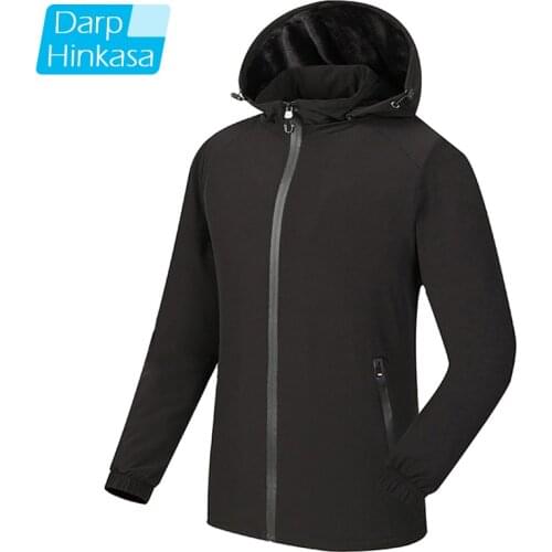 Darphinkasa Autumn Winter Men Jacket Casual Solid Color Jacket Men Hooded Men Coat Jacket Thick Windproof Warm Men Jacket