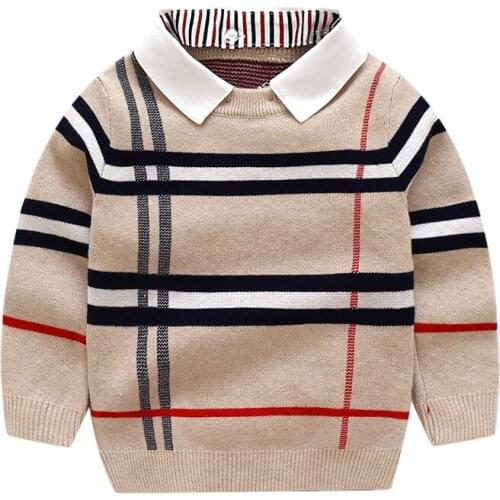 Toddler Kid Boy Clothes Spring Winter Warm Pullover Top Long Sleeve Plain Sweater Girl Fashion Knitted Gentleman Outfit 1-8T