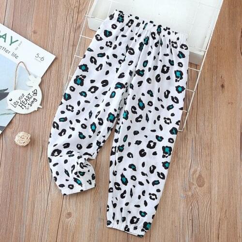 Childrens Anti-Mosquito Long Pants Summer 2021 Baby Bottoms Pants Girls' Leopard Print Trousers Baby Casual Kids Homeclothess