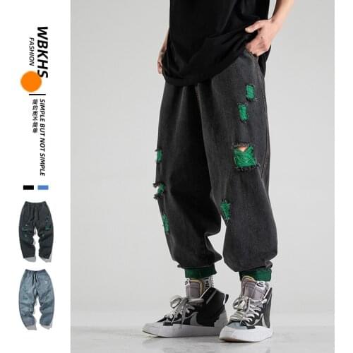 New Style Man Jeans Pants Streetwear Vintage 2021 Fashion Harajuku Straight Denim Trousers