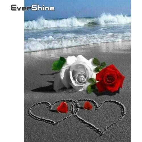 EverShine DIY Diamond Painting Scenic 5D Diamond Embroidery Beach Picture Mosaic Full Square Rose Rhinestones Home Decor