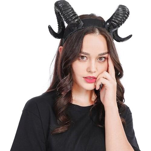 Demon Evil horn cosplay Headwear Handmade Sheep horns Gothic Lolita black/golden color Headband Halloween Party Prop Hairband