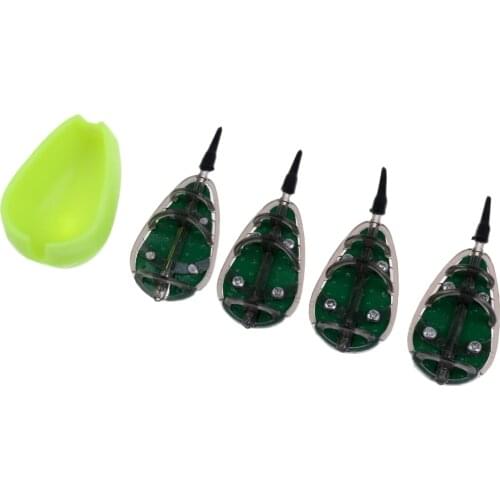 Inline Method Fishing Feeder Bait Cage Holder- 4 Feeders 30g 40g 50g 60g Mould Set