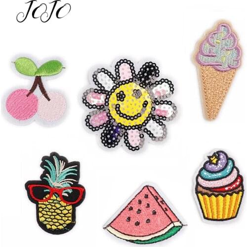 JOJO BOWS Cloth Sequin Patches Fruit Ice Cream Sun Accessories For Apparel Sewing Patchwork Handmade Craft Materials Dress Decor