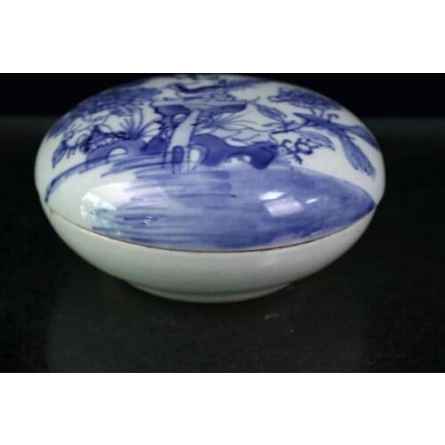 China seiko Blue and white ceramic Seal box crafts statue