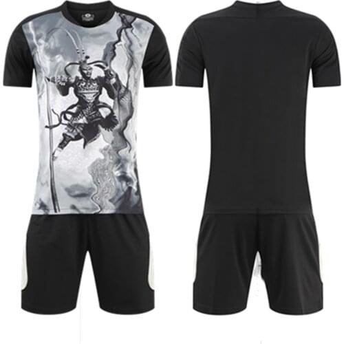 Kids Adult Soccer Jersey Set Child Men Women Football Uniform Training Suit Sun Wukong Print Sportswear Monkey King Football Kit