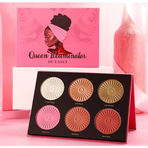DE'LANCI Cosmetics Highlighter Makeup Palette Face Blusher Illuminator Highlight for Women glitter Eyeshadow palette sombra