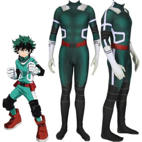 Hot Japanese Anime My Hero Academia Izuku Midoriya Unisex Cosplay Costume Zentai Bodysuit Men Women Kids Suit Jumpsuits