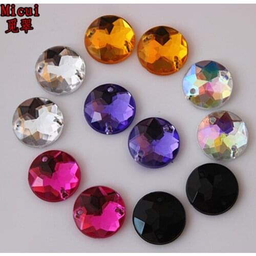 Micui 100pcs 12mm Round Chamfer Surface Flatback Transparent Sewing Acrylic Rhinestones For Wedding Dress Accessory ZZ55