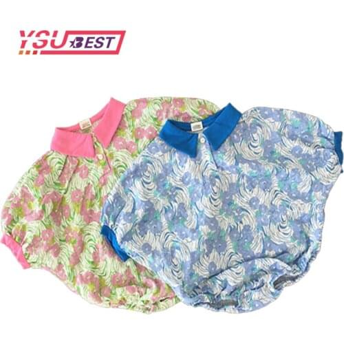 Summer Baby Bodysuit Bat Sleeve Baby Girls Clothes Floral Baby Outfit BNewborn Cotton Princess Bodysuits Twin Girls Bodysuit