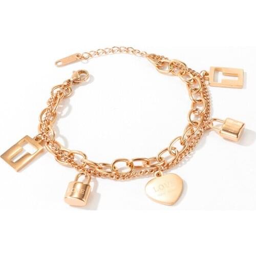 Small design sense couple bracelet love lock chain bracelet gift fashion all-match jewelry