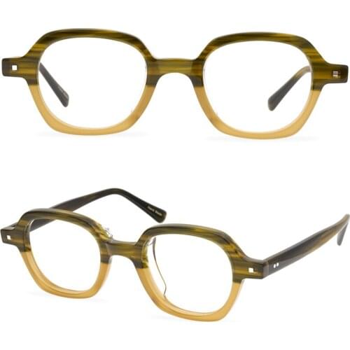 Trendy Polygon Color Splicing Glasses Frame Retro Simple Full Frame Acetate Orange Unisex Glasses Monturas De Lentes Mujer