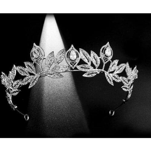 Fashion Silver Color Headband Handmade Zircon Crown Women Alloy Rhinestone Tiara Bride Wedding Hair Jewelry Accessories VL