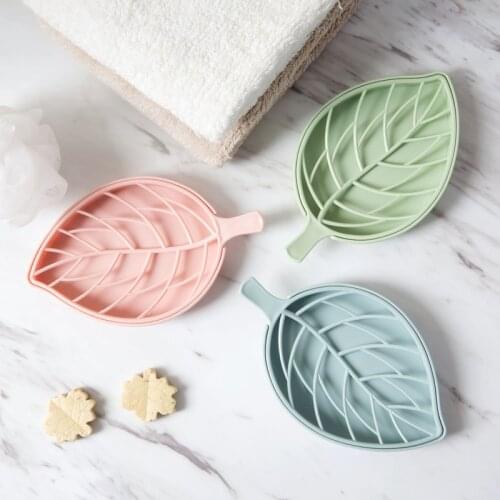 Plastic Leaf Shape Soap Dish Plate Double Layer Soap Dishes Leaf Shape Case Soap Box Holder Drain Container Bathroom Products
