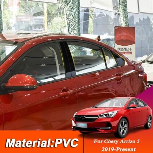 10pcs Car Styling PVC Film For Chery Arrizo 5 2019-Present Car Window Trim Middle Column Stickers External Auto Accessories
