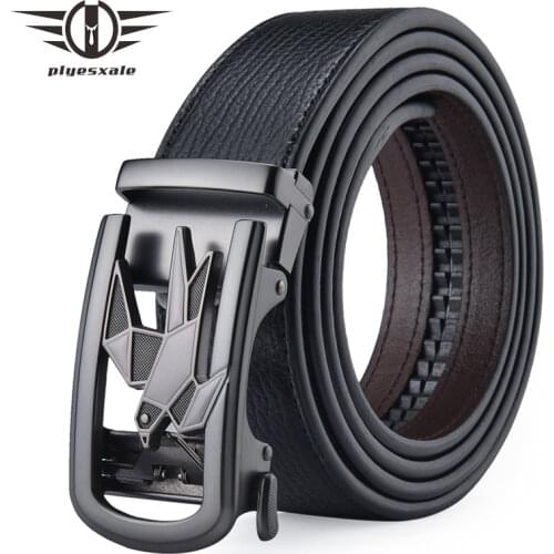 Plyesxale Mens Genuine Leather Ratchet Dress Belt With Automatic Sliding Buckle Black Formal Belt For Men Casual Belts B277