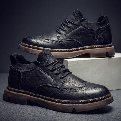 Casual wear leisure for men leather loafers sport flat sneakers on sports man causal male mens slip shoes mens Sneaker black