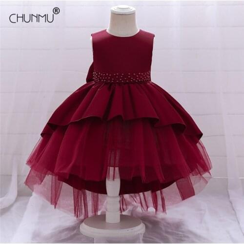 Christmas Baby Girls Dress For Newborn 1st Year Birthday Party Outfits Lace Beads Tutu Christening Gown Infant New Year Costume