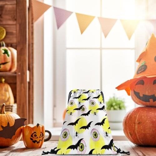 Halloween Drawstring Bag Polyester Backpack Portable Outdoor Shopping Bag School Backpacks Children Birthday Party Favors skull