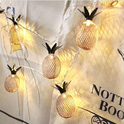 Led String Lights Rose Gold Pineapple Room Decoration Strip Lights Indoor Lighting Festival Battery Lamp for Bedroom Decor