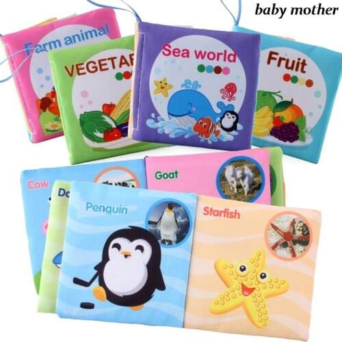 8 Pages Baby Cognitive Cloth Book Soft Animal Shower Book Newborn Stroller Hanging Washable Toy Early Learning Educational Toys