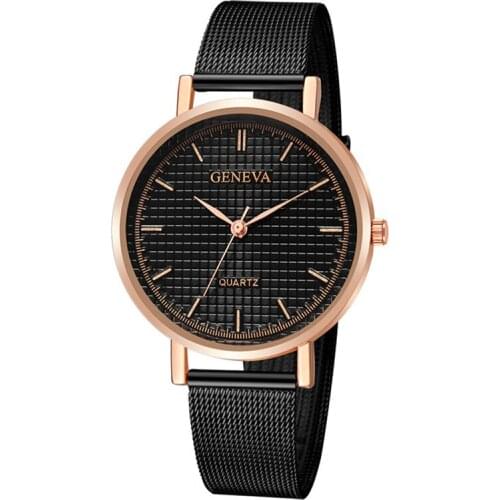 GENEVA Womens Watches Luxury Gold Dial Dress Watch Mesh Belt Fashion Sport Wrist Watch Female Clock Reloj Mujer