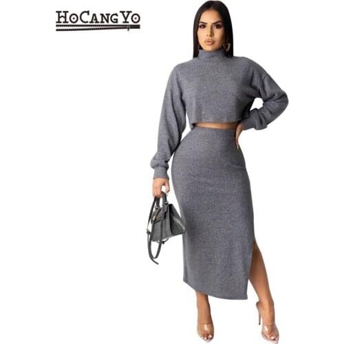 Women Sexy Two Piece Outfits Turtleneck Long Sleeve Crop Tops 2 Piece Sets Women Nightclub Outfit 2 Piece Club Outfits Sweatsuit