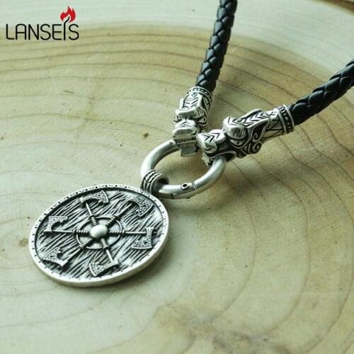 1pcs Thunder shield of Perun Slavic Axes gothic retro Pagan Pendant men Amulet Necklace axe Norse handmade Jewelry