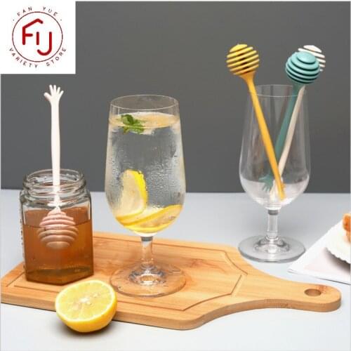 1Pcs High Quality Honey Stir Bar Mixing Handle Jar Spoon Practical Plastic Dipper Honey Long Stick Supplies Honey Kitchen Tools