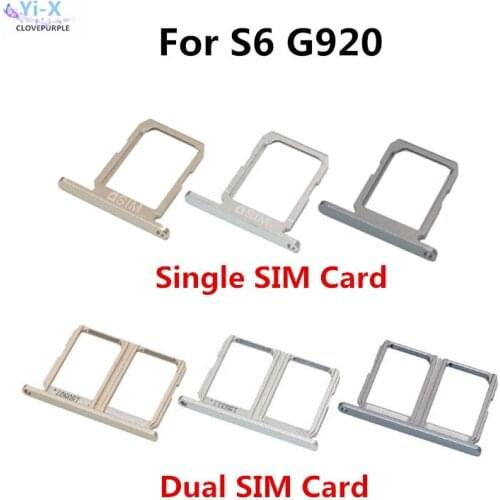 10pcs/lot Single / Dual Sim card Holder For Samsung Galaxy S6 G920 SIM Card Tray Holder Replacement Part