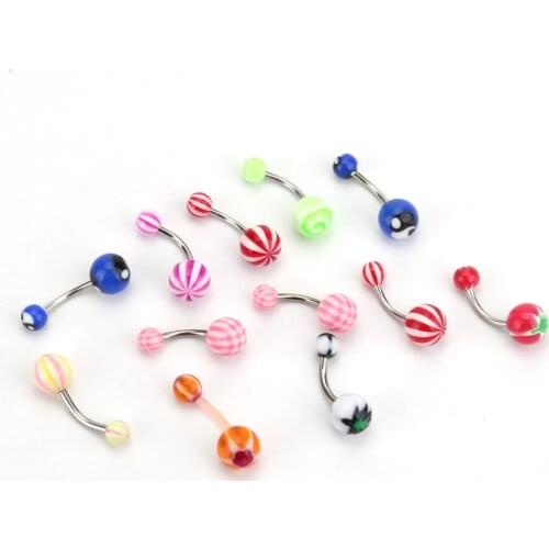 12 pcs Mix Style barbell bar tongue piercing rings stainless steel mixed candy colors women body jewelry
