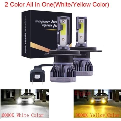 2Pcs Dual 2Color Car Led Headlight Bulb H4 H7 H1 H1 H3 H13 9005 HB3 9006 HB4 3000K 4500K 12000LM 80W Auto Fog Light HeadLamp