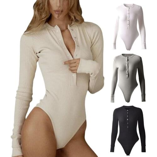 2021 Fashion Sexy Skinny Bodysuit Spring Autumn New Casual Basic Leotard Women Long Sleeve Bodycon Solid Romper Casual Jumpsuit