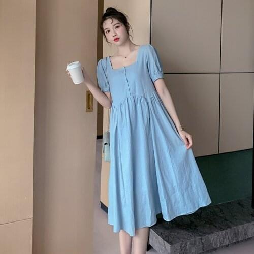 29108# Maternity Dress Summer Cotton Short Sleeves Loose Stylish Slimming Dress Pregnant Women Mom Dress