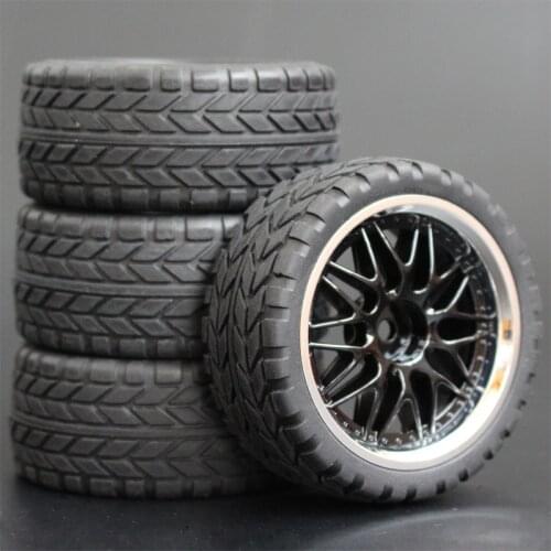 4PCS 1/10 Rubber Tire RC Racing Car Tires On Road Wheel Rim Fit For HSP HPI RC Car Part Diameter 65mm Tires 94123-94122