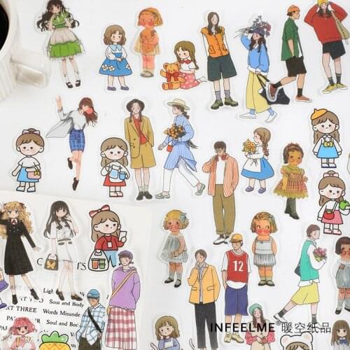 40 pcs/pack Cute cartoon girl Decorative Sticker Scrapbooking diy Label Diary Stationery Album Journal Fashion boy Stick