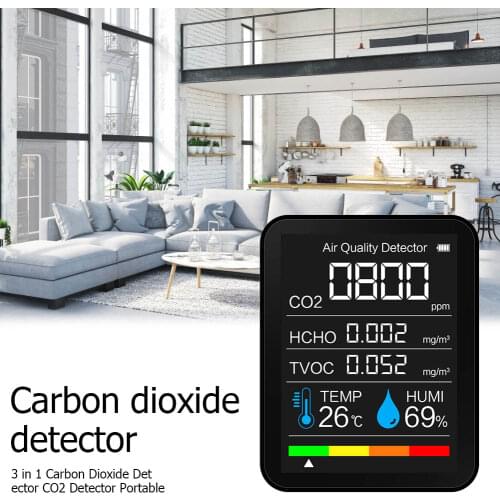 5 in 1 Portable CO2 Meter Temperature Humidity Sensor Tester Air Quality Monitor Analyzer Carbon Dioxide Gas TVOC HCHO Detector