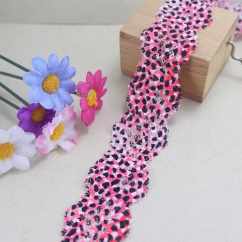 5 Yards Orange Leopard Point Elastic Stretch Lace Trim 34mm Width DIY Headband Craft Sewing/garment/clothes Elastic Lace