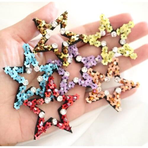6pc/set beaded star patches for clothing Multi color sequin stars Rhinestone appliques Sequins parche DIY clothes accessories