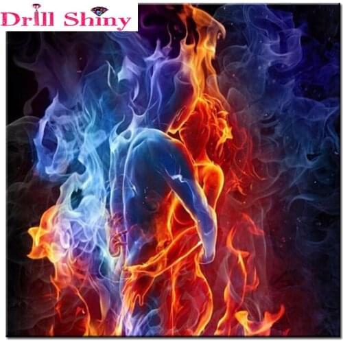 Full Square Diamond 5D DIY Diamond Painting "Ice & Fire Love Kiss" Embroidery Cross Stitch Rhinestone Mosaic Painting Decor Gift
